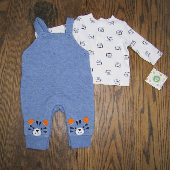 Little Me baby boys 2 piece fleece overall outfit tiger theme size 3 months - Picture 1 of 2